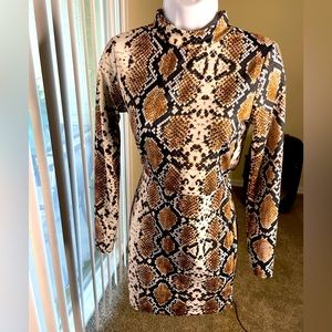 Snake Print Long Sleeve Dress